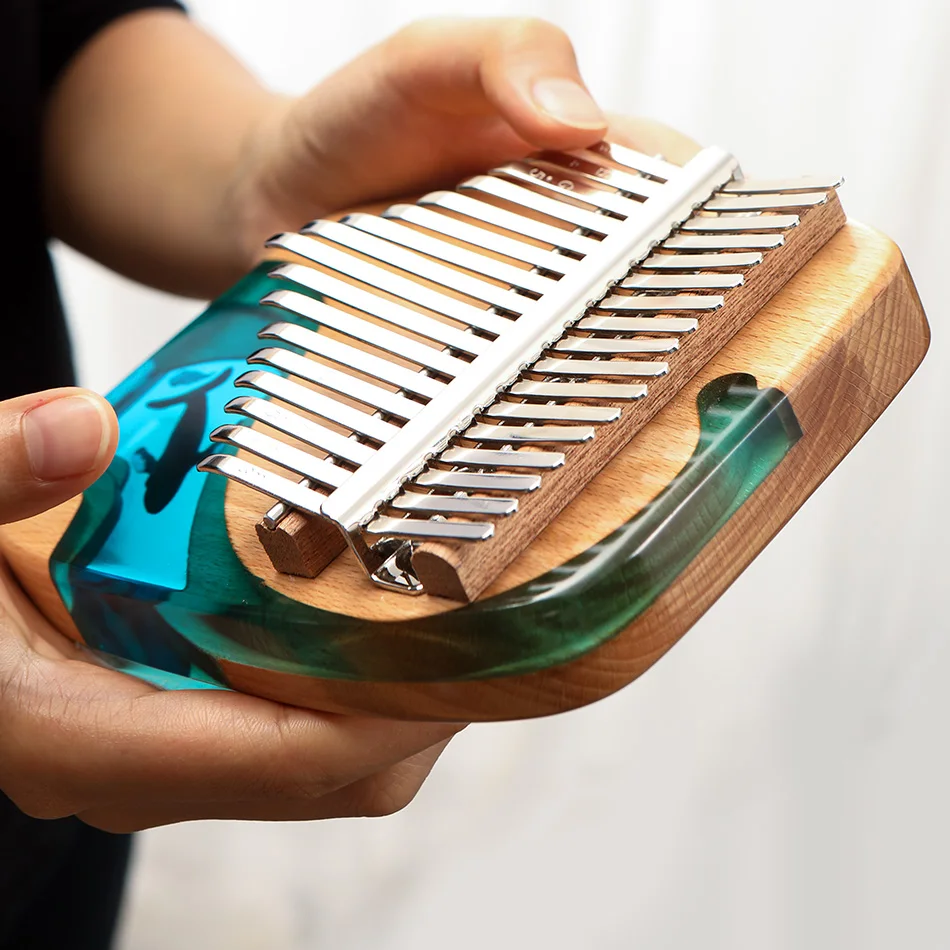 NEW 17 Key Thumb Piano Solid Beech Epoxy Resin Portable Kalimba Mbira Sanza With Tuning Hammer Keyboard Musical Instrument