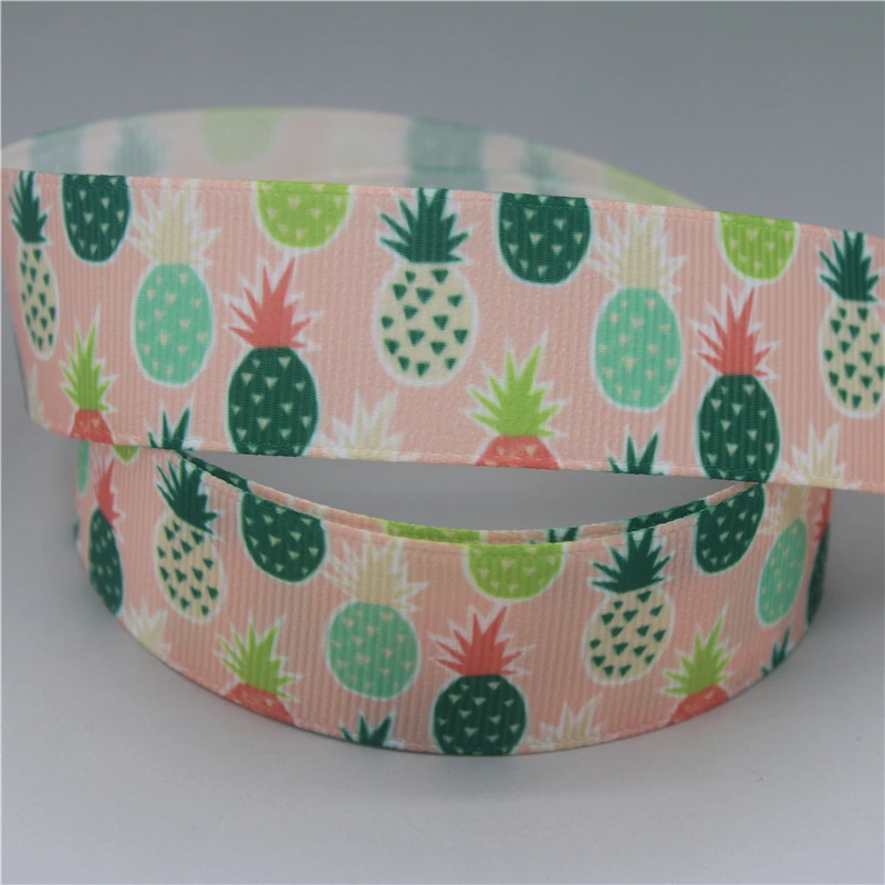 DHK 7/8\'\' 5yards Fruit Strawberry Pineapple Coconut Banana Printed Grosgrain Ribbon Accessory Hairbow Headwear  DIY E1962