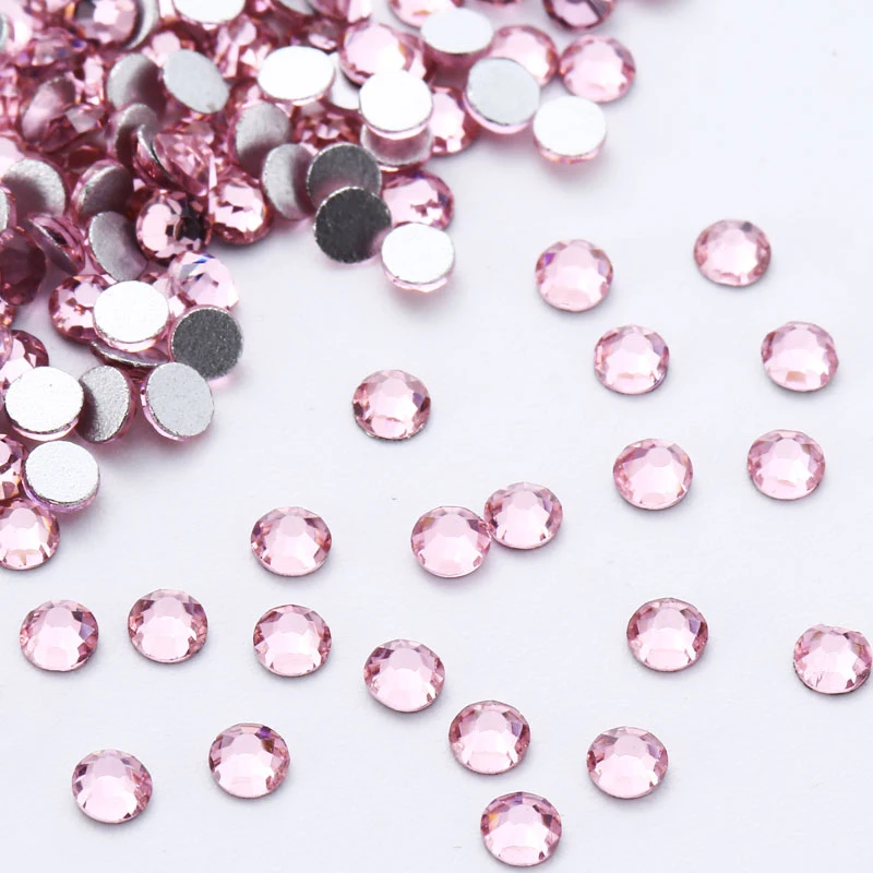 

SS3-SS30 Light pink Rhinestones For Nails 3d Flatback Glass Strass Non Hotfix Crystal Charm Nail Art Glitter Decorations