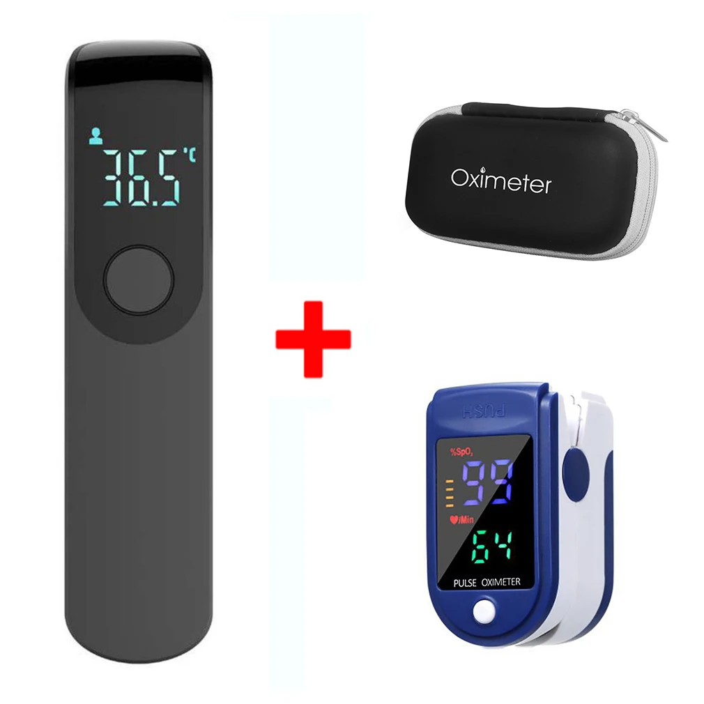 

Medical Finger Pulse Oximeter Blood Oxygen Saturation Meter Heart Rate Monitor OLED Oximetro Digital Thermometer Contactless