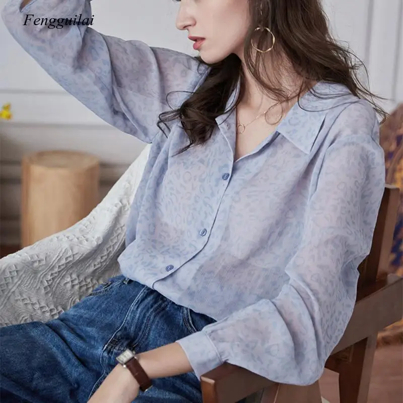 French Luxury Commuting Leopard Print Long Sleeve New Women's Shirt Spring and Summer 2021