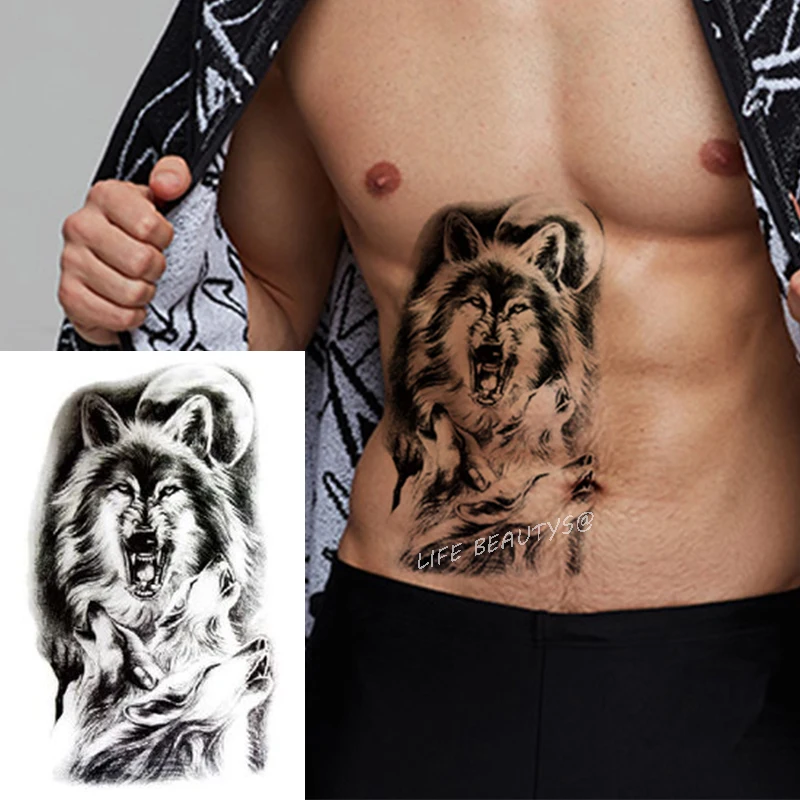 Waterproof Temporary Tattoo Sticker Wolf Lion Tiger Bear Flash Tattoos Women Leopard Crown Body Art Arm Fake Tatoo Men