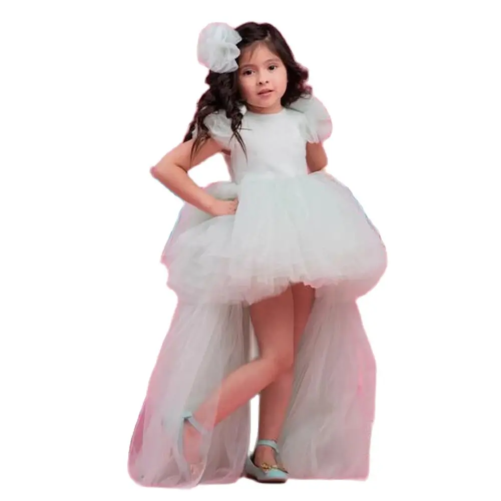 

Gardenwed White Flower Girl Dress Tulle Puffy Princess Dress Cute Baby Party Dress Child Dress Little Girl Dress First Communion