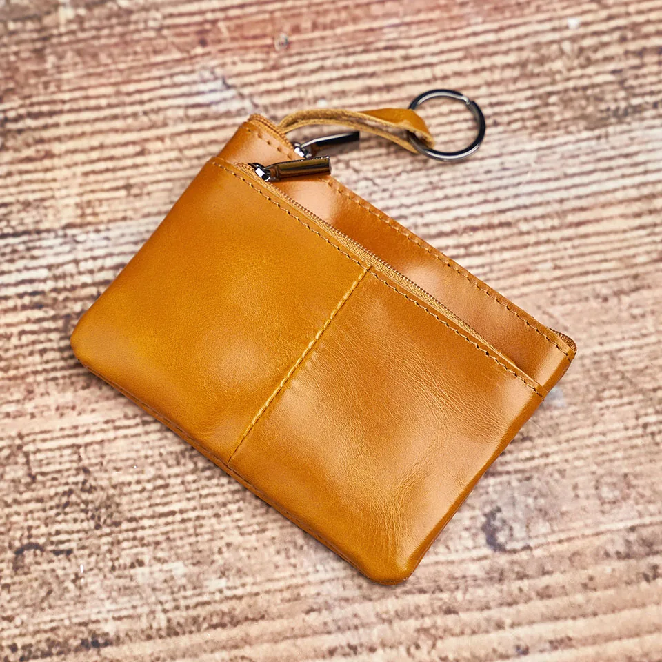 Echtes Leder Mini Geldbörse Kleine Geldbörse Männer Frauen Braun Vintage Casual Kreditkarte Kleine Tasche Reißverschluss Tasche Schlüsseltasche NUPUGOO – Detail 13
