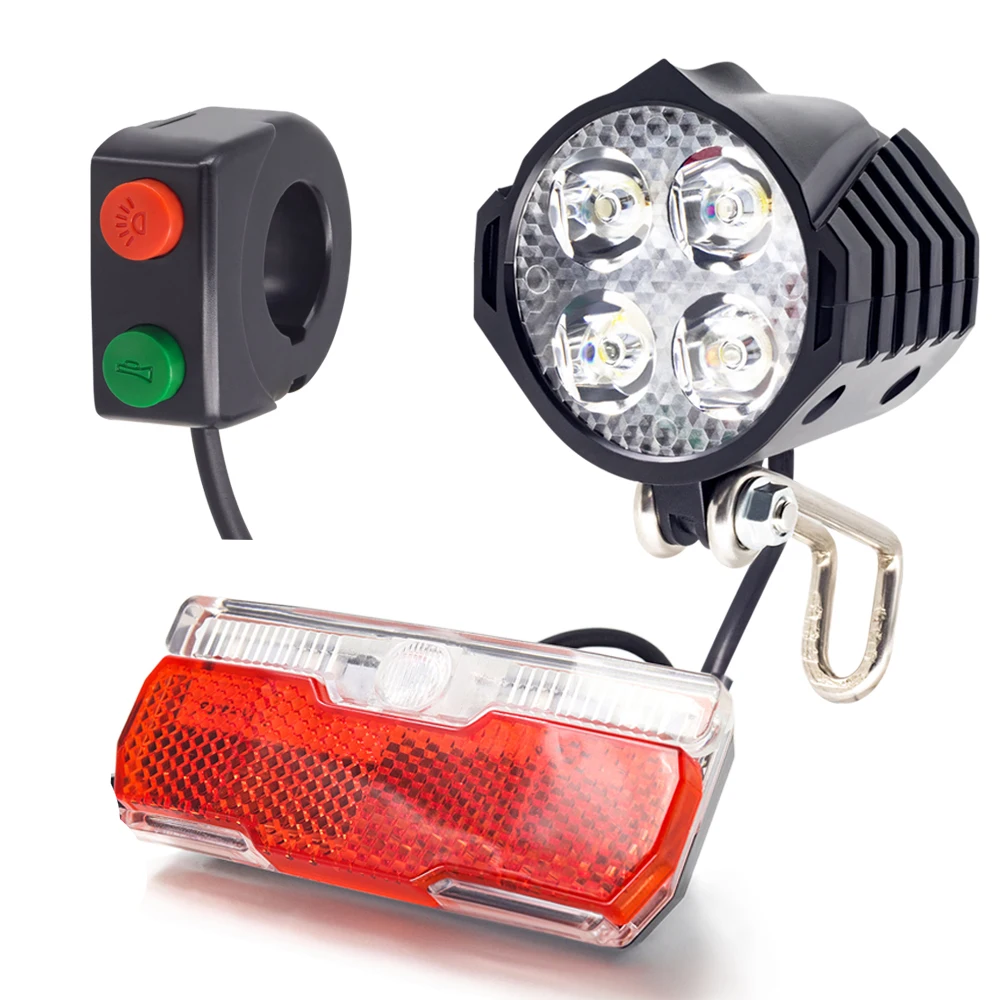 70 Lux Ebike headlight and rear light set Electric bike front light with horn work voltage 18V 24V 36V 48V e bike light