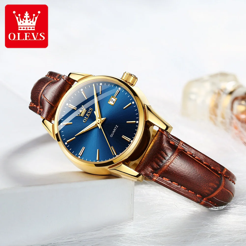 OLEVS Women Watche Top Brand Luxury Fashion Bussness Breathable Leather Luminous Hand Quartz Wristwatch Gifts for Women