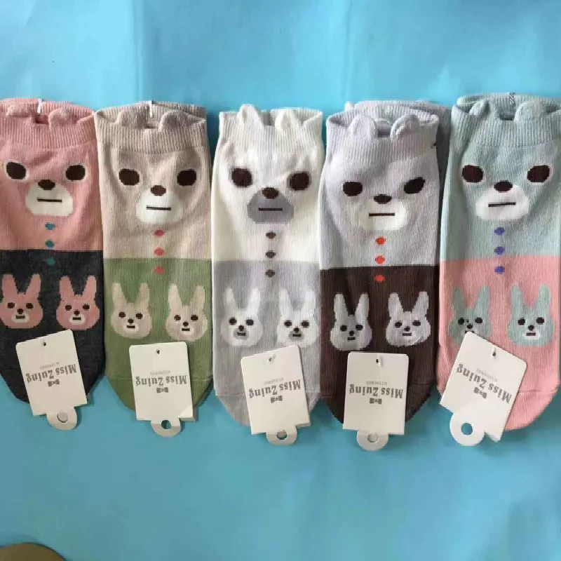 

Autumn Winter Soft Cotton Socks Women Cartoon Socks Animal Rabbit Girls Funny Ladies Socks 5pair/lot