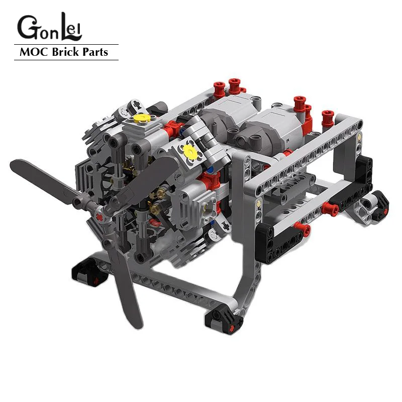 MOC Creative Electric Technical Parts Building Blocks Motor 8-cylinder Engine Mechanical Model DIY enlighten Toy for Kids Gift