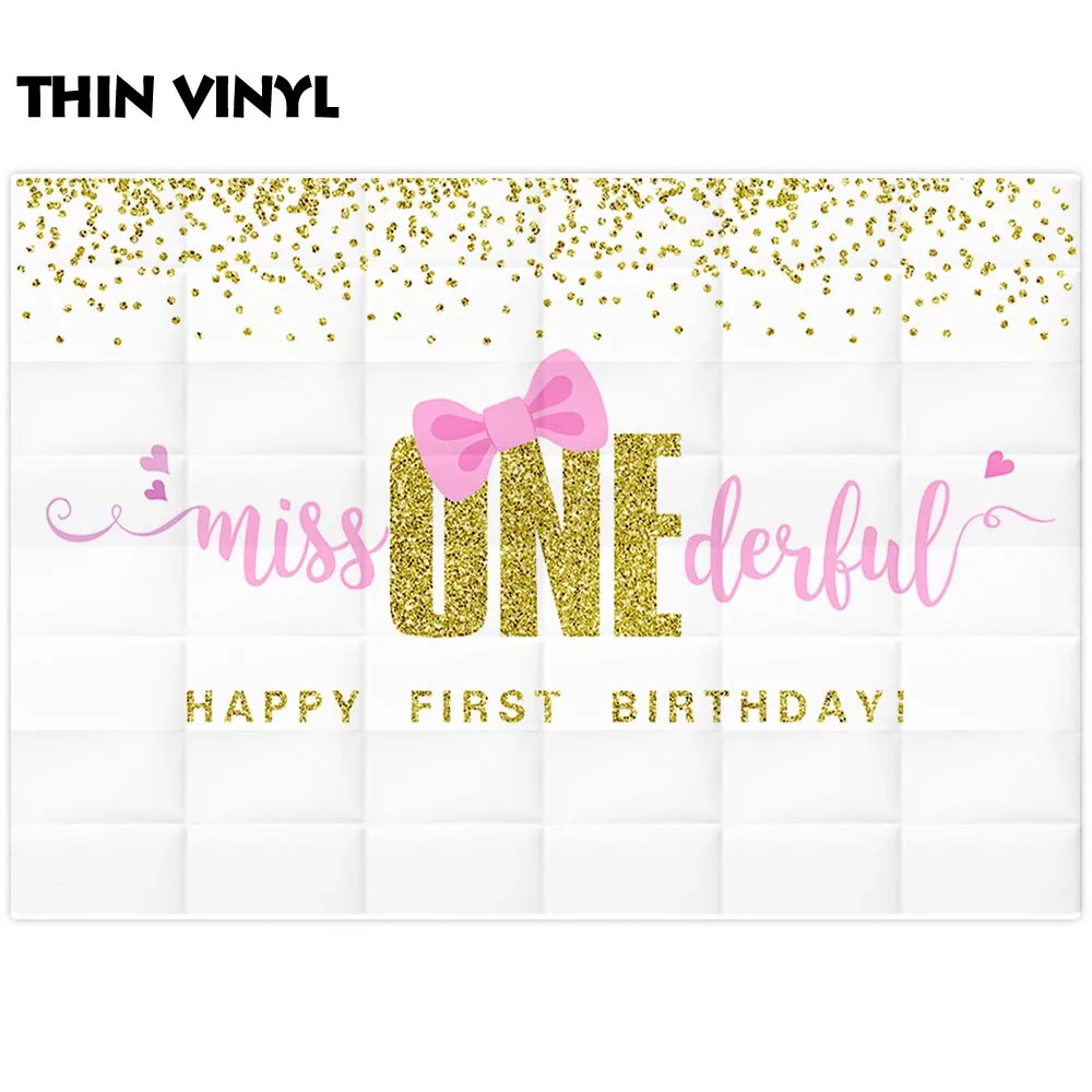 Allenjoy Photophone Achtergronden Eerste Verjaardag Onederful Miss Meisje Gouden Boog Kleine Prinses Achtergrond Fotografie Studio