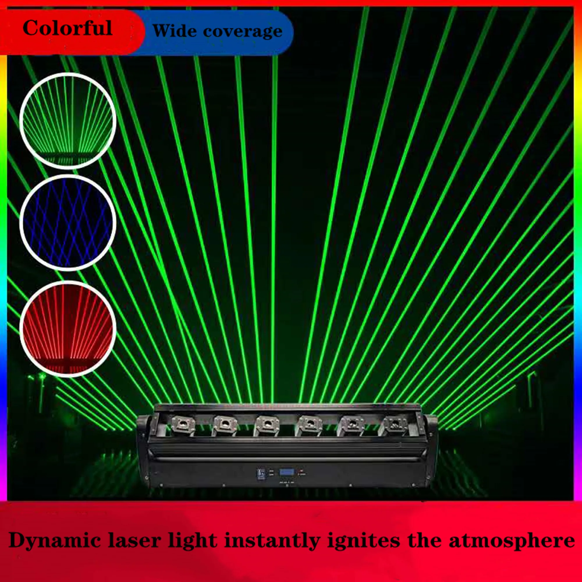

1pcs Laser Light Projector Six Eyes 3in1 RGB troboscopic Effect LED Beam Sense with DMX Controler Good for DJ Stage