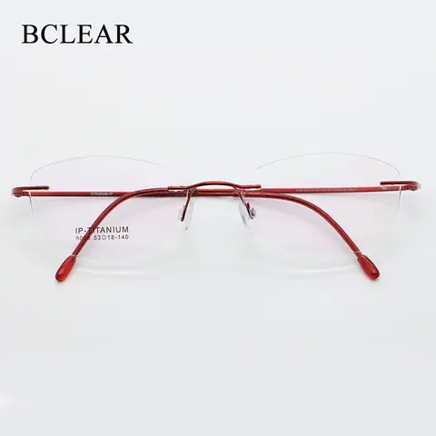BCLEAR High Quality Ultra Light Pure Titanium Women Rimless Optical Frame Memory Three-piece Rimless Glasses New Fashion 9008