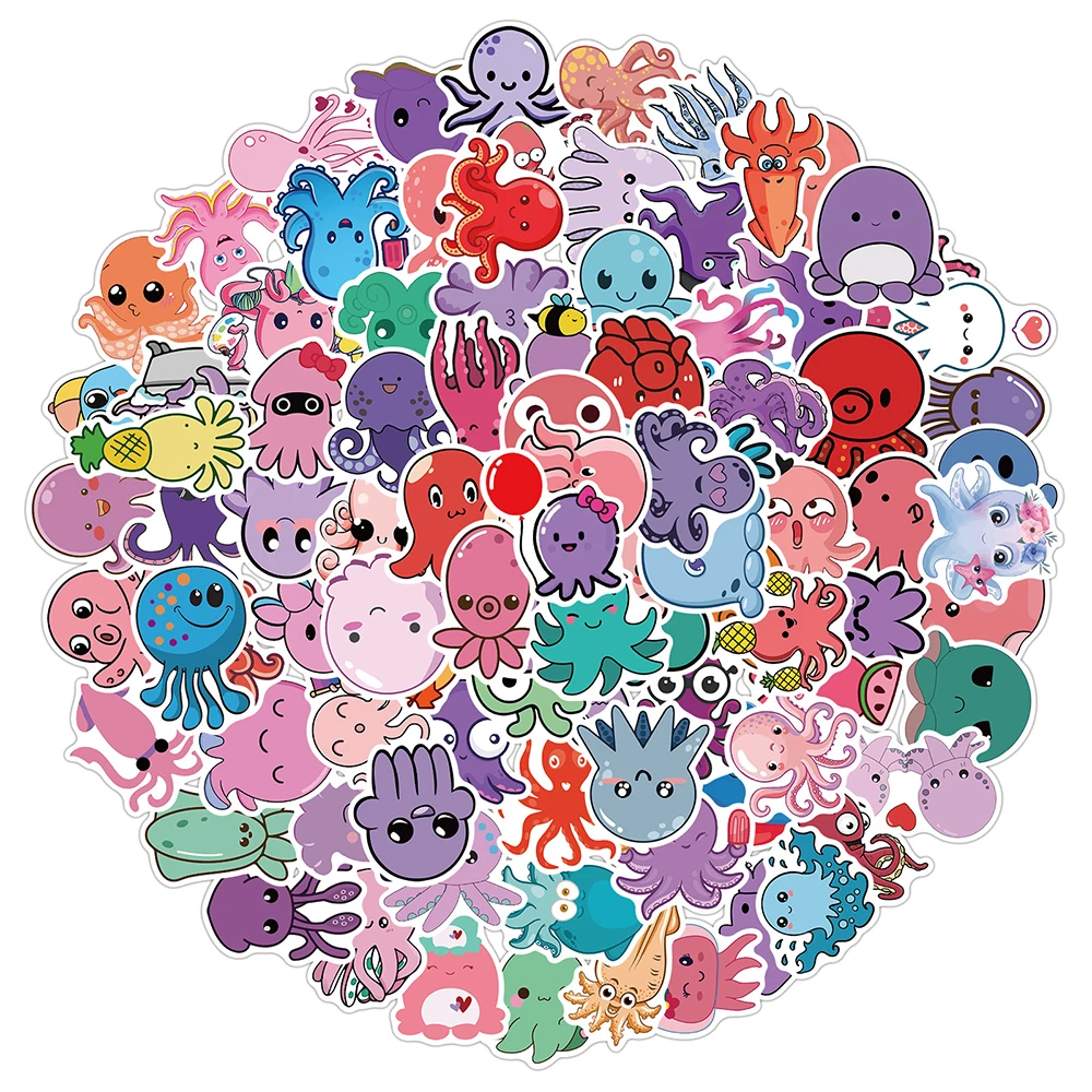 10/50/100PCS Colorful Cute Octopus Cartoon Stickers Laptop Car Fridge Waterproof Aesthetic Graffiti Decal Sticker Pack Kid Toy