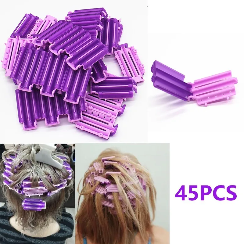 45pcs Hair Rollers Root Fluffy Clamps Wave Perm Rod DIY Bars Corn Clips Corrugation Curlers Styler for Women Hair Curler Curling