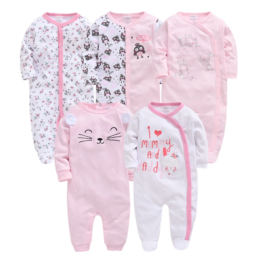 

2020 Spring 5pcs/lot Summer Baby Girl roupa de bebes Newborn Jumpsuit Long Sleeve Cotton Pajamas 0-12 Month Rompers Baby Clothes