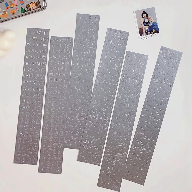 1Pc Bronzing English Number Bowknot Ribbon Sticker Scrapbooking Stick DIY Stationery StickerAlbum Diy Decoration Stickers