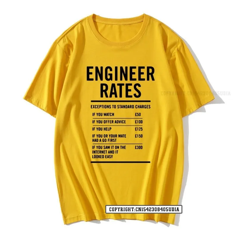 Engineer Labour Rates Mens Funny Fathers Day Dad T-Shirt Mens T Shirt Unisex T Shirt Tops T Shirt Faddish Hip Hop Cosie Men\'s