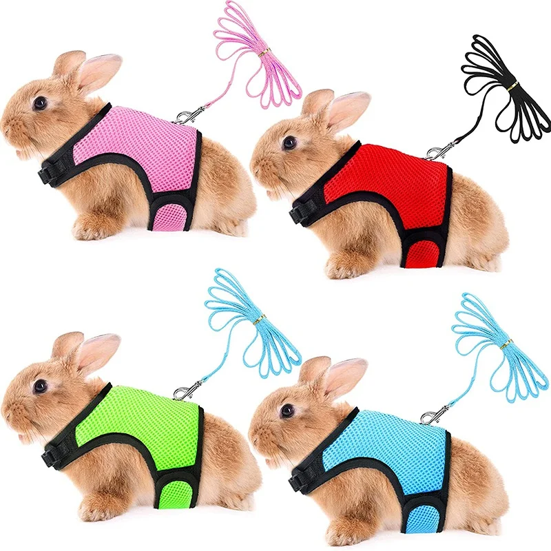 Puppy Bowknot Chest Strap Pet Rabbit Harness Vest and Leash Set For Ferret Guinea Pig Bunny Hamster Harness Pet Supplies