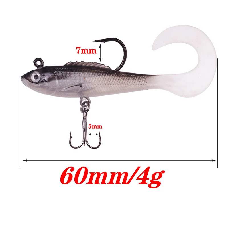 Señuelos de Vinilo 60mm 4g Jig Hook Wobblers Set con Caja - imagen 2