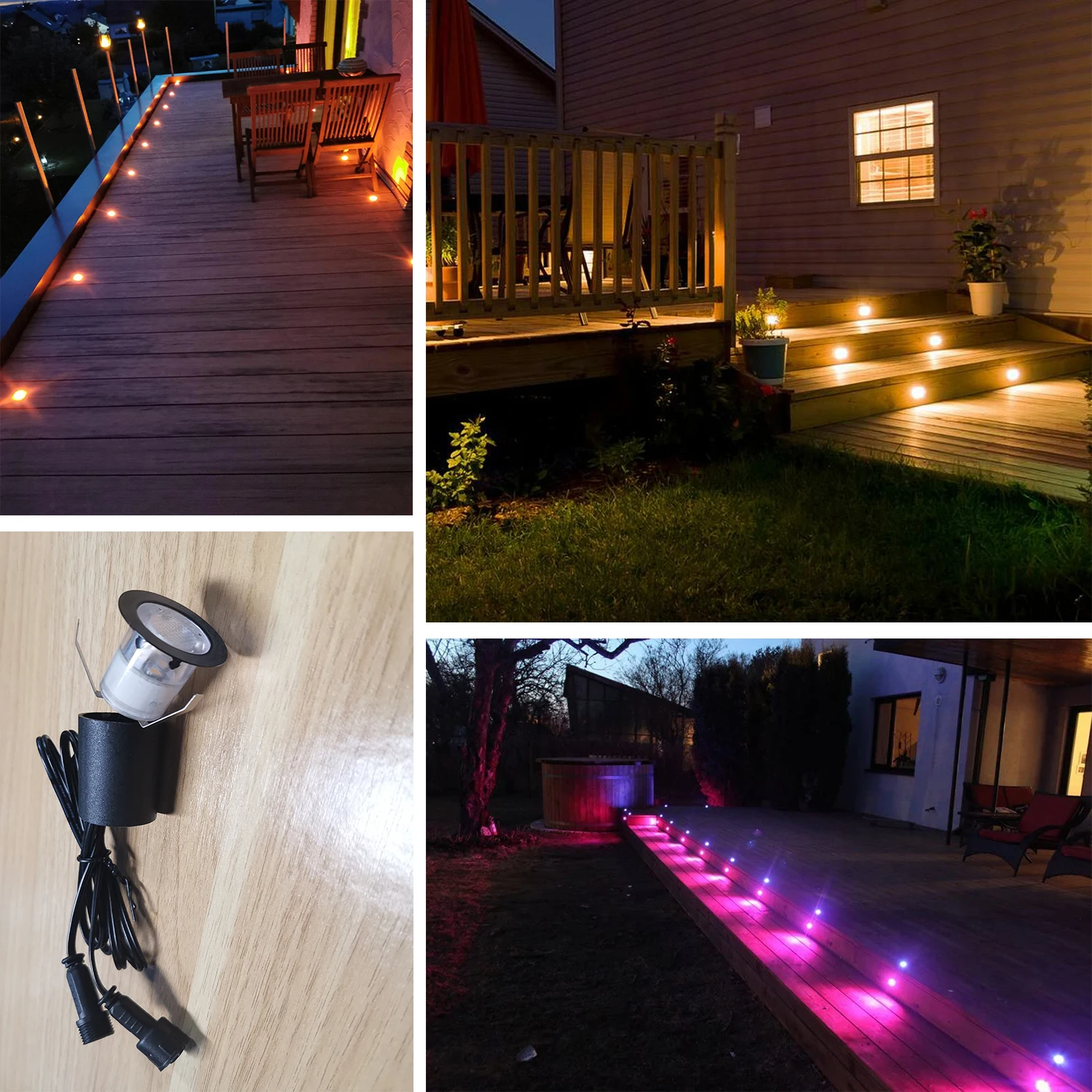 RGB LED WIFI Outdoor Recessed Deck Lights Kits IP67 Waterproof Inground Landscape Lighting Yard Pathway Stairs Patio Garden Lamp