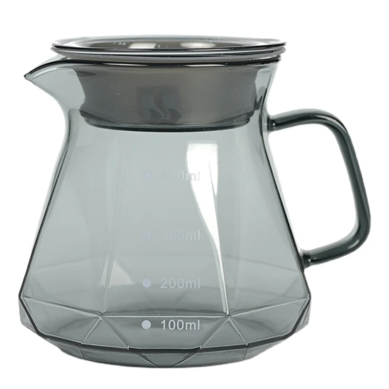 Leeseph Clear Glass Range Coffee Server For Pour Over Coffee & Tea - 600ml(20oz) Heatproof Thick Glass Body Coffee Pot (Black)