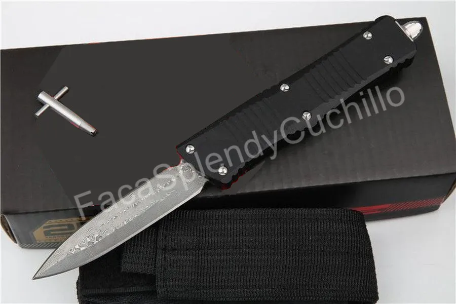 Cuchillo táctico de doble acción para pesca, herramienta de supervivencia EDC, troón de dinosaurio mediano, Damasco/D2