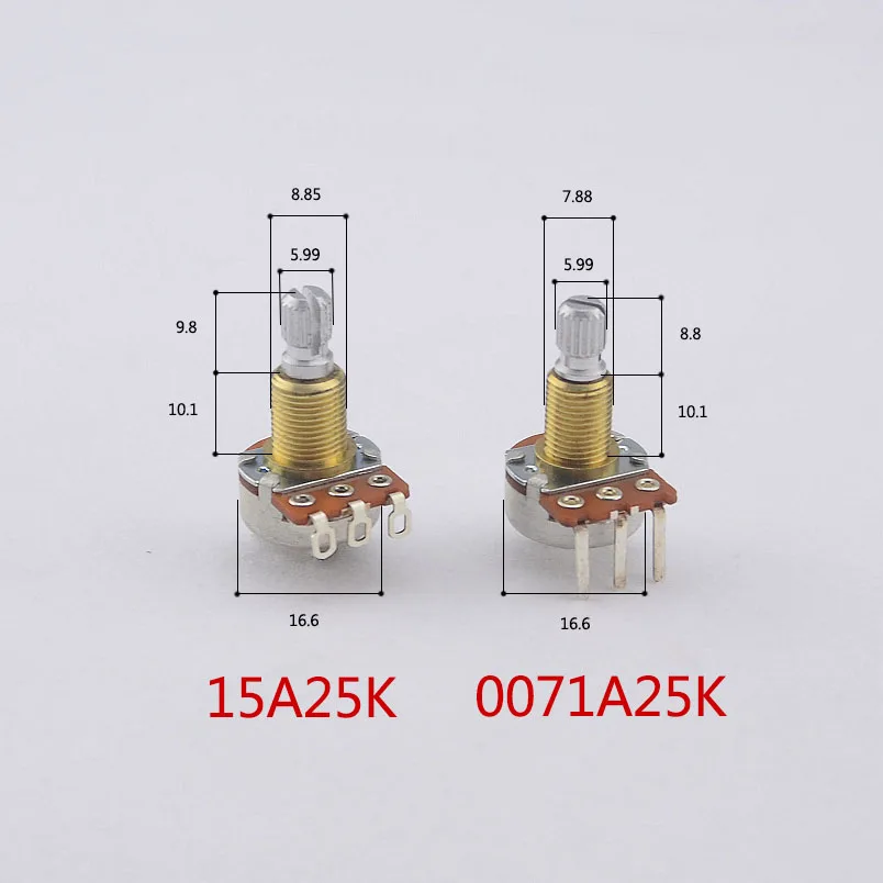 【Made in USA】1 Piece TQ A25K Brass Shaft  Potentiometer(POT)  For Electric Guitar Bass Active Pickup