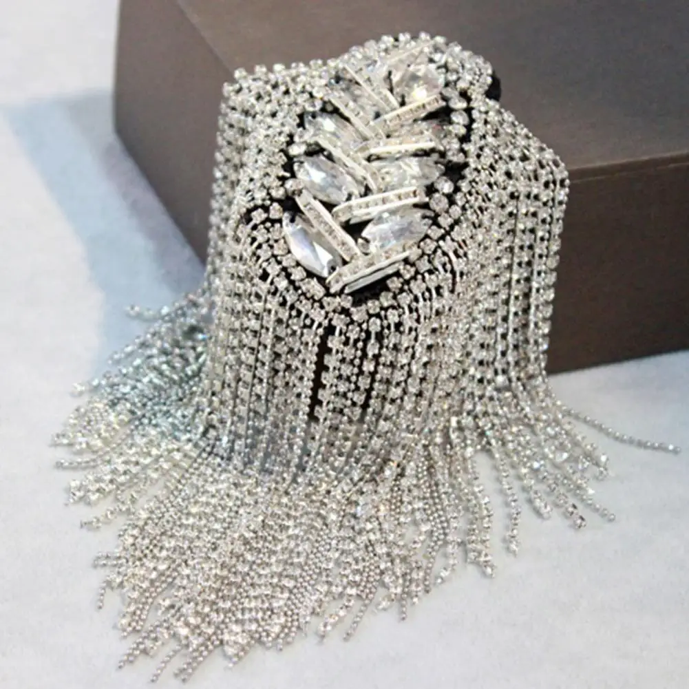 2021 Shiny Brooch Fine Workmanship Durable Handmade Rhinestones Epaulet  Shoulder Brooch  Epaulette