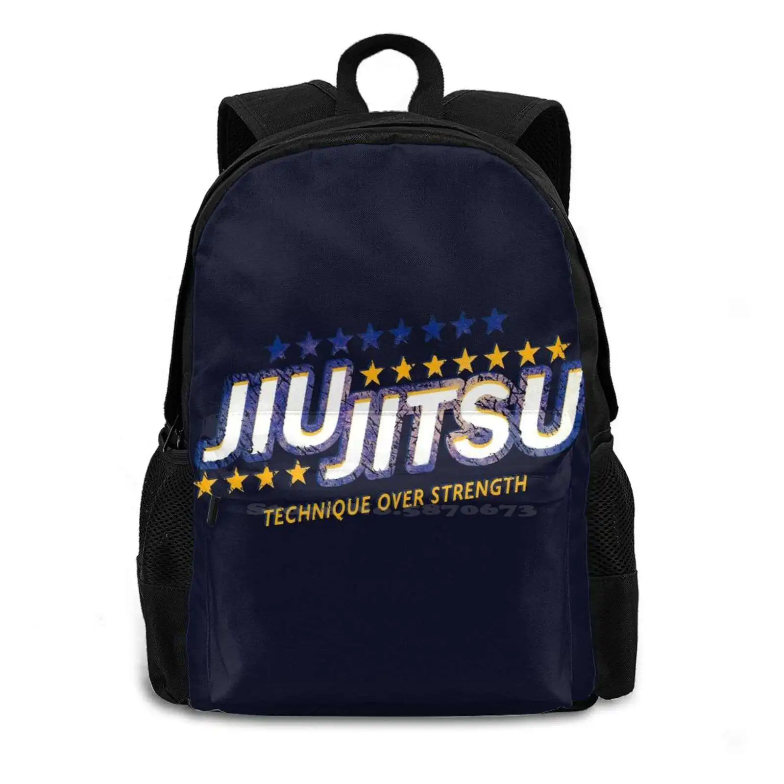 Technique Over Strength-Jiu Jitsu / Jujitsu Jutsu Jj Jui Jiujitsu Bjj School Bags Travel Laptop Backpack Jiu Jitsu Jujitsu