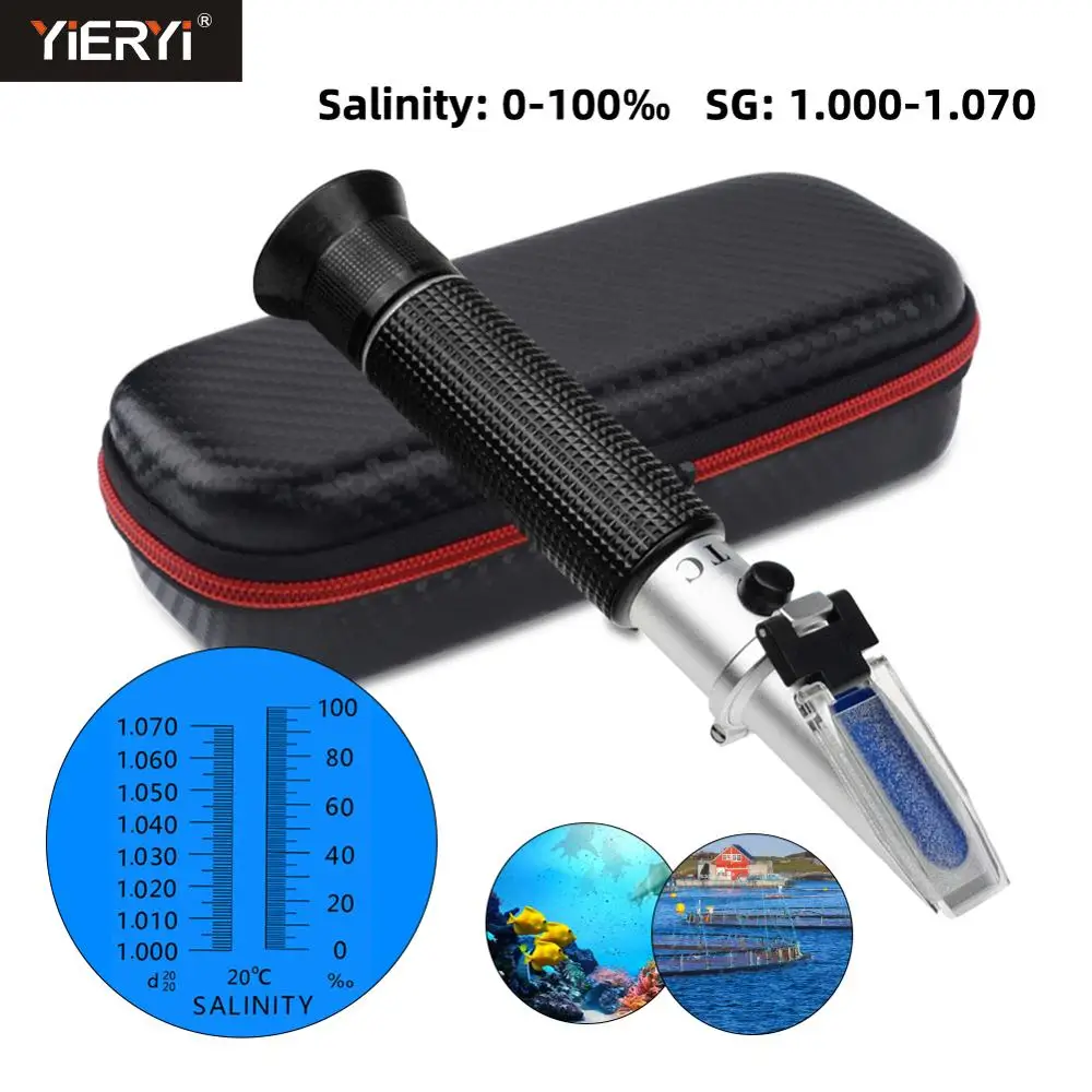 Yieryi-Compteur de salinité d'eau de mer, réfractomcirculation avec sac noir, concentration en oxyde de sodium combiné, déterminer de 0 à 100%