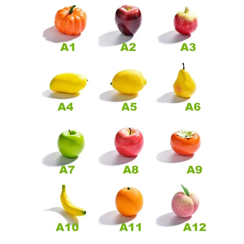 Home Mix Decorative Artificial Fruit Apple Pear Orange Fruits Fake Kids Cognitive Teaching Aids Fruit EVA Plastic Shop Display