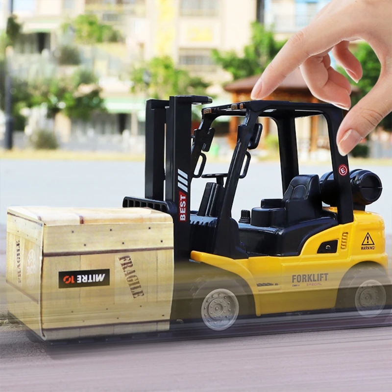 Die-cast Forklift Truck Joints Model Vehicle Pull Back & Go Car Interactive Realistic Car Toy Toddler Boys New Year Gift