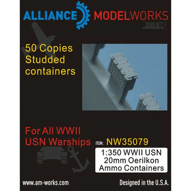 

AM-WORKS NW35079 1/350 WWII USN 20mm Oerlikon Ammo Containers - Upgrade Detail Set