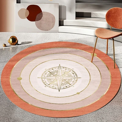 Round Cartoon Non-Slip Floor Mat for Living Room Chairs, Soft Rug, Sun, Moon, Stars, Modern