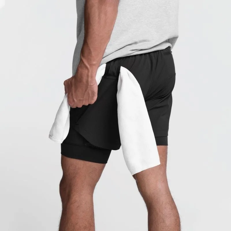 Pantalones cortos deportivos para hombre, 2 en 1, de doble cubierta, de secado rápido, para correr, 2022