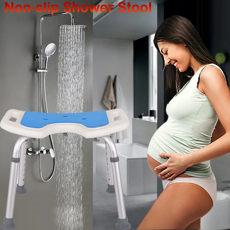 U-style Bathroom Chair For The Disabled Shower Stool Toilet Bath Tub Aids Bench Non Slip Adjustable Elderly Pregnant Women Seat