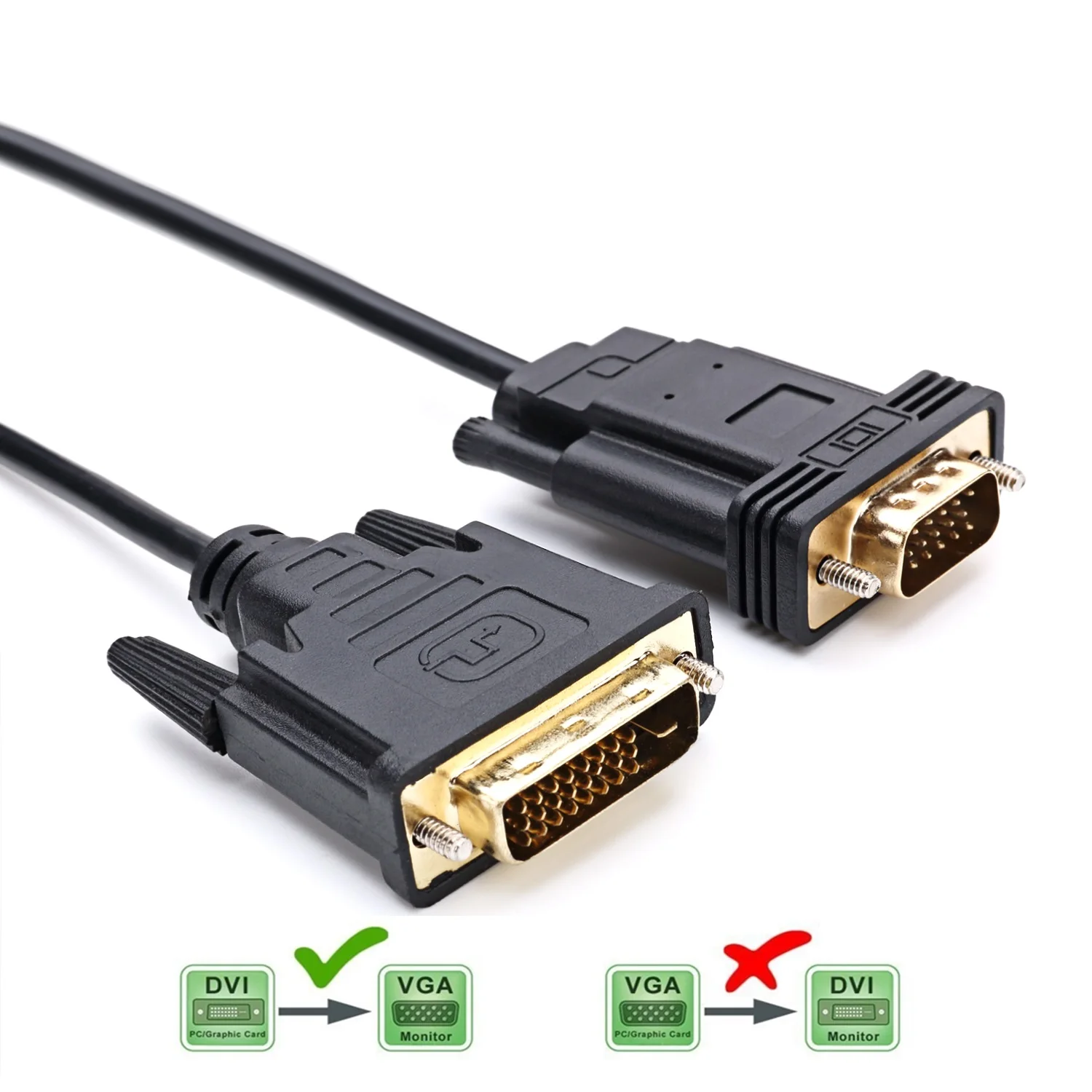 Active DVI-D to VGA, CableDeconn DVI-D 24+1 to VGA 6 Feet Cable Male to Male Gold-Plated Cord image 6