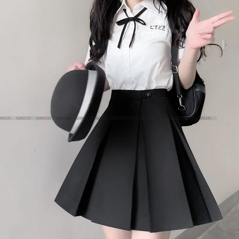 Women Original JK Uniform Skirt Eight Box Pleated Short Skirt Basic Style College School Clothes Gray High Waist Slimming Skirt