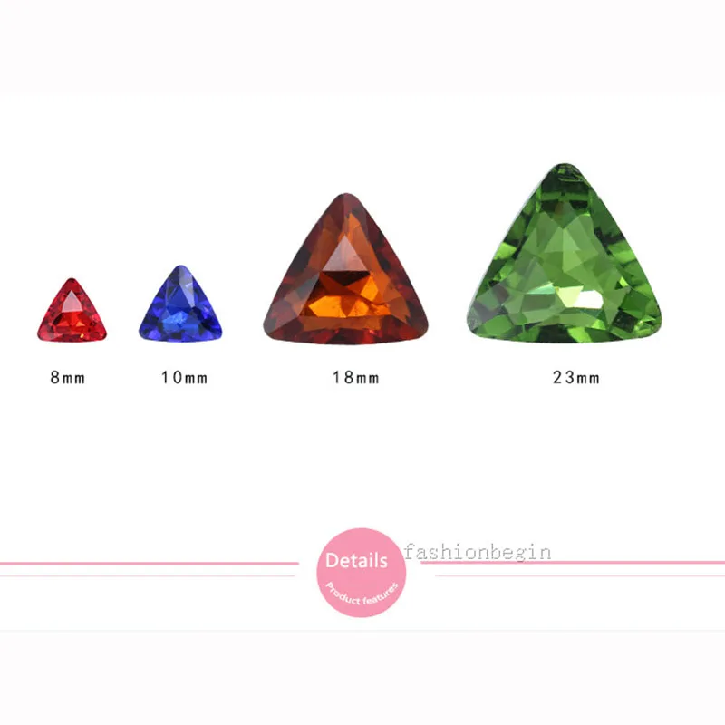 24-colors 8-23MM Crystal Glass triangle Fancy Stones fashion point back crystal  rhinestones for Jewelry Garment Accessories