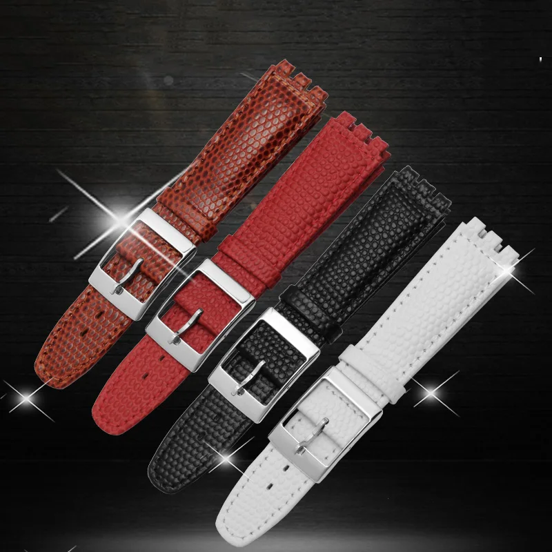 

Soft And Comfortable Leather Strap Black Reddish Brown Strap Swatch YCS Yas YGS Series Bracelet 17mm 19mm