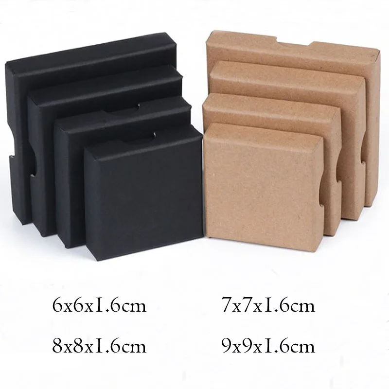 

Black Box For Jewelry Kraft Paper Necklace Pendant Earring Carrying Cases Gift Boxes Square jewelry organizer box for ring