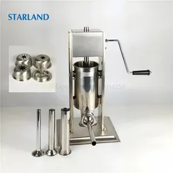 2L Sausage Stuffer Spanish Churros Machine Commercial/Household Churros Maker Vertical Sausage Meat Extruder with Hand Crank