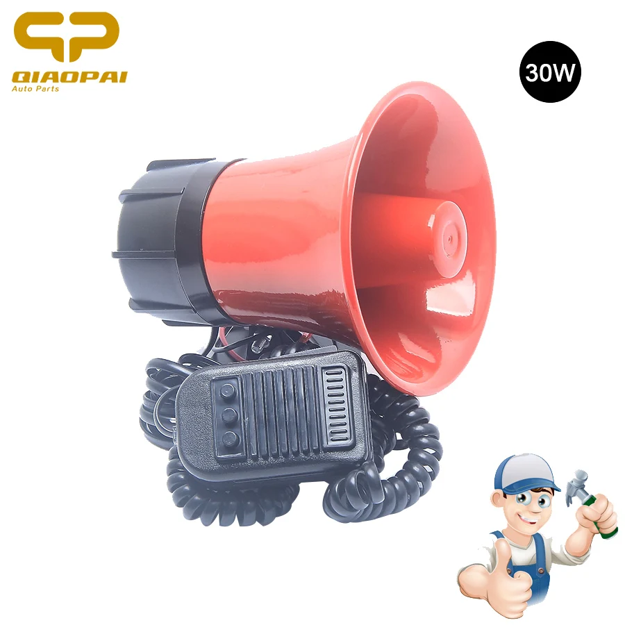 Universal Police Siren Sound Horn Loudspeaker 12V 30W Super Loud Horn Car Megaphone Speeker Siren Alarm Police Metal Truck Horn