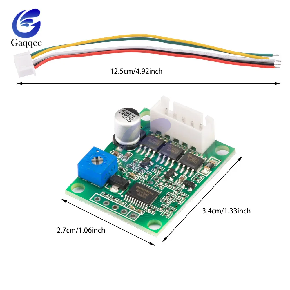 DC 5-24V 3A 60W Brushless Motor Speed Controller No Hall PLC Driver Board Module With Cable