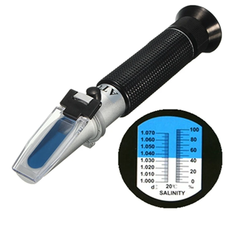 hand held Salinity Refractometer concentration 0-10% for aquarium salinity Salt Water Test with retail box Salinometer 37%off