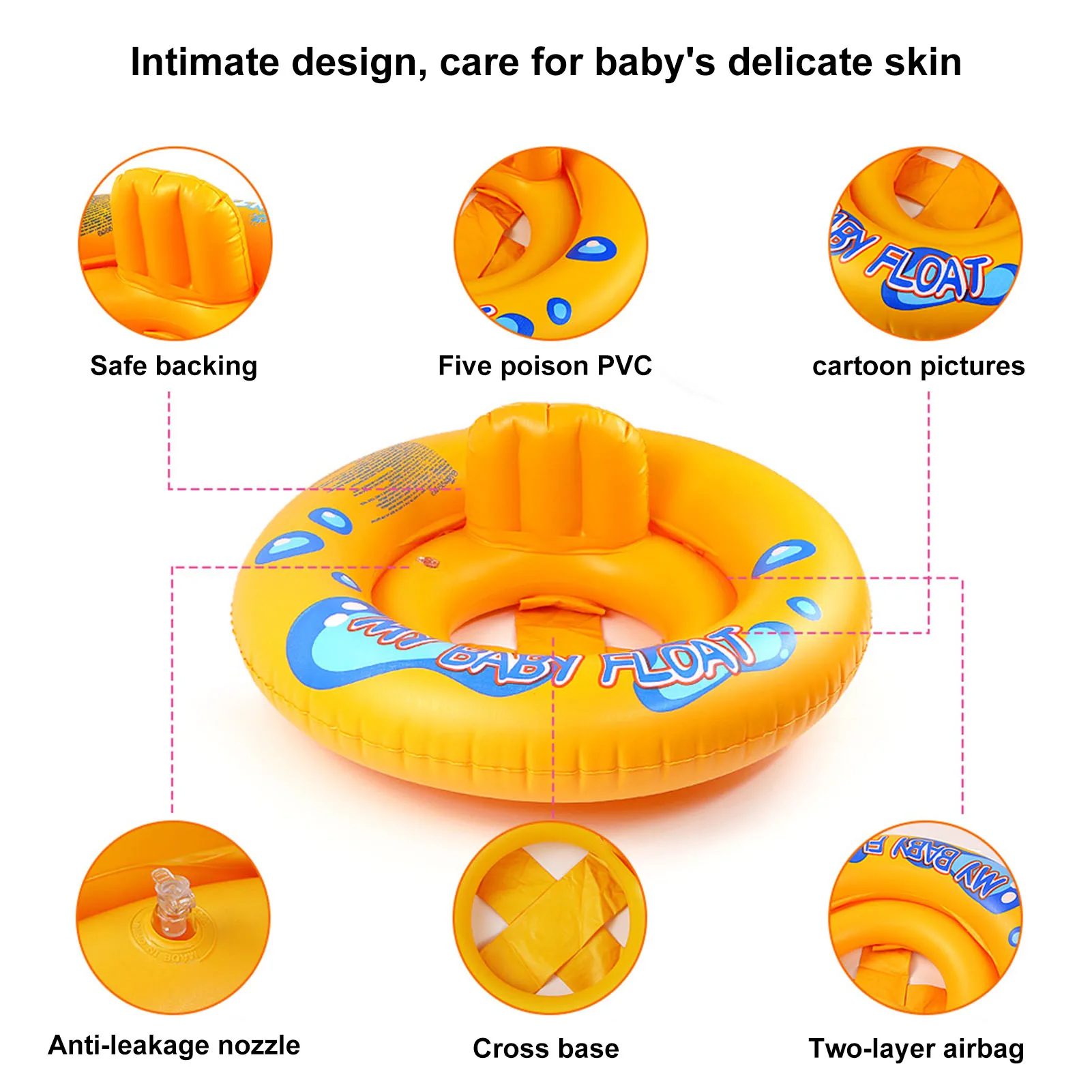 Summer Swimming Float Iatable Swimming Ring 2 Circles Hollow Swim Seat Ring Swimming Pool Toys Water Seat For Kids Baby