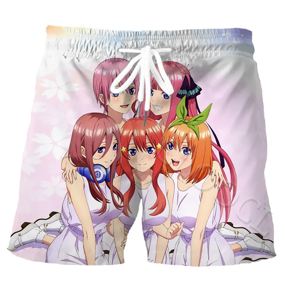 Cloocl shorts masculinos anime quintuplets quintessenciais impressão 3d shorts esportivos moda casual verão praia shorts transporte da gota