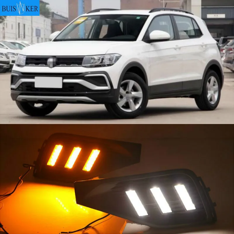 

1 Set Turn Signal Fog Lamp Cover 12V ABS LED DRL Car Styling For Volkswangen VW T-Cross tcross 2019 2020 Daytime Running Lights