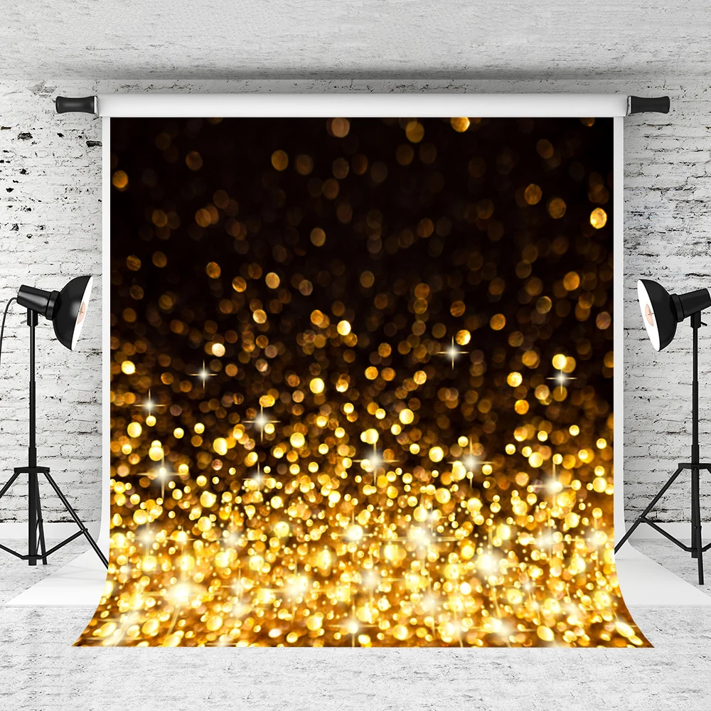 

VinylBDS 5x7ft (150x220cm)Bokeh Wedding Backdrops For Photography Studio Gold And Black Children Home Photo Studio Background