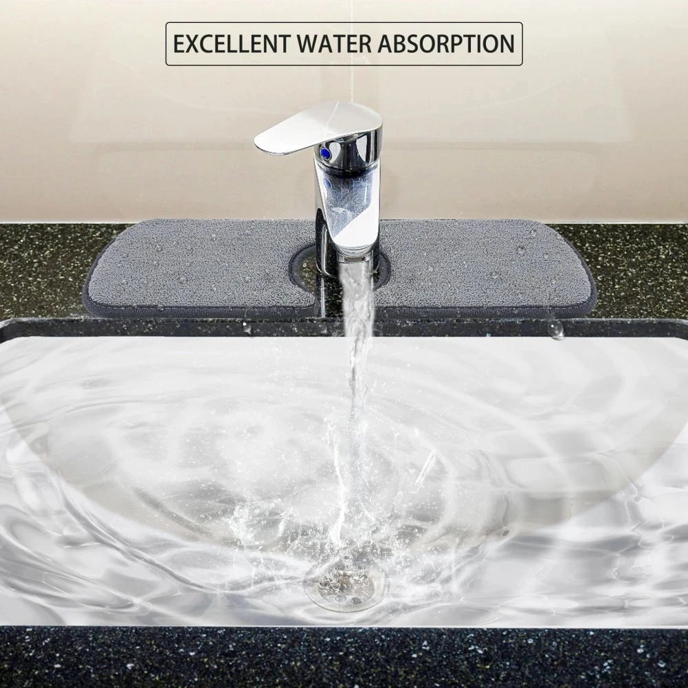 New Kitchen Sink Splash Mat With Buttons Faucet Counter Absorbent Mat Sink Splash Guard Microfiber Water Drying Pad For Bathroom