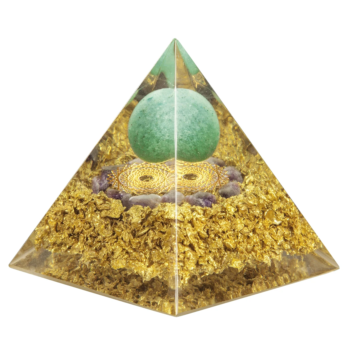 TUMBEELLUWA Natural Crystal Stone Pyramid Healing Reiki Tumbled Chip Stone Orgone Generator For Chakra Balancing, Meditation